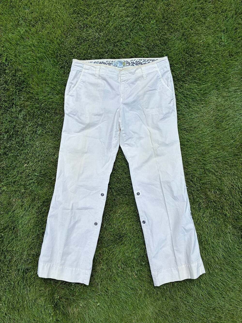 Old Navy Women's White Stretch Low Waist Cargo Pants Size 14 Y2K